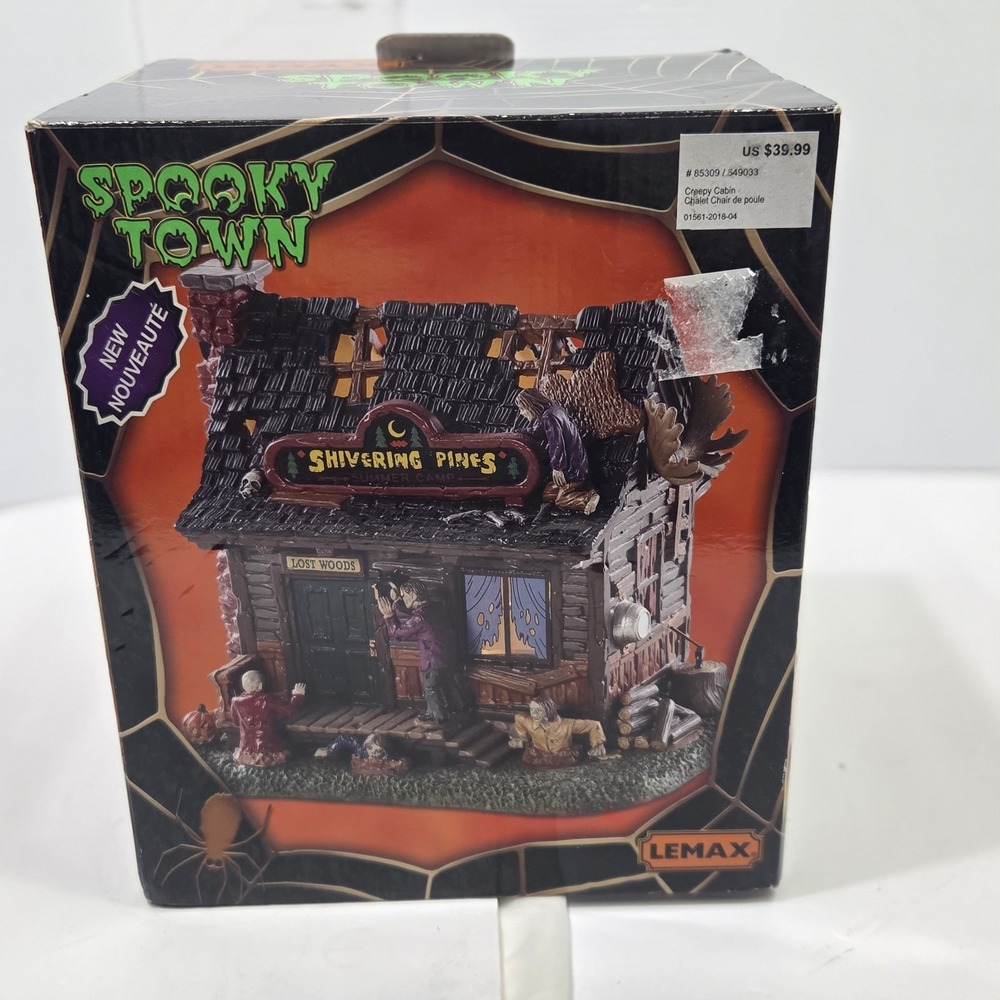 Vintage Lemax Spooky Town Creepy Cabin Shivering Pines Summer Camp Porcelain...